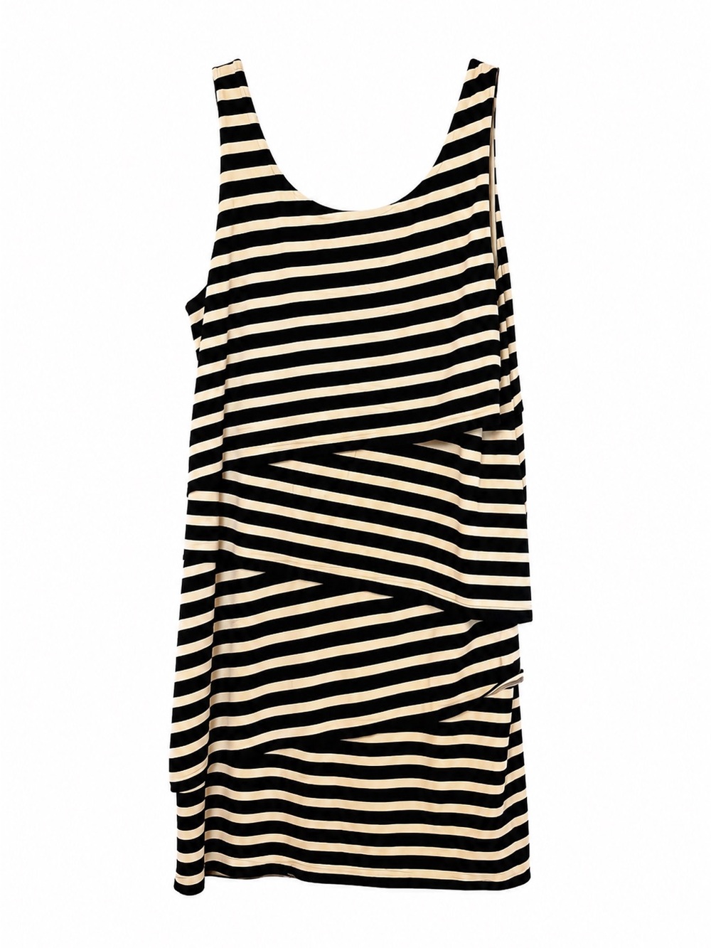 LOFT Women’s Striped Dress – Late 2010s – Black & Cream – Soft Stretch Rayon Ble